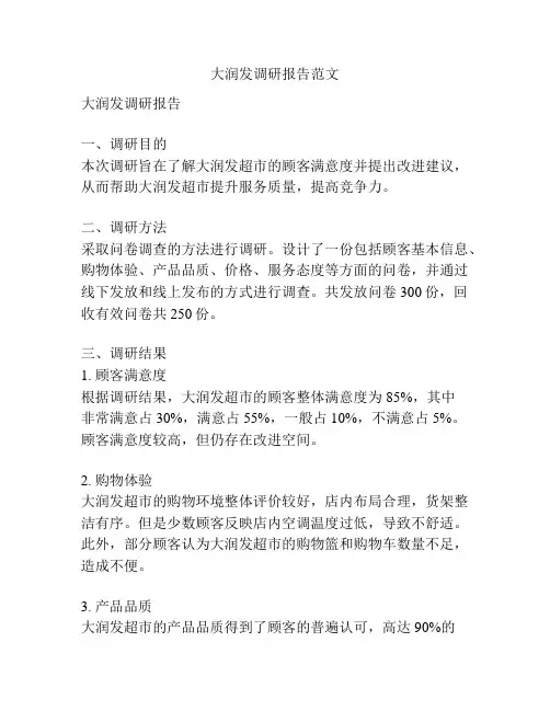 大润发调研报告范文