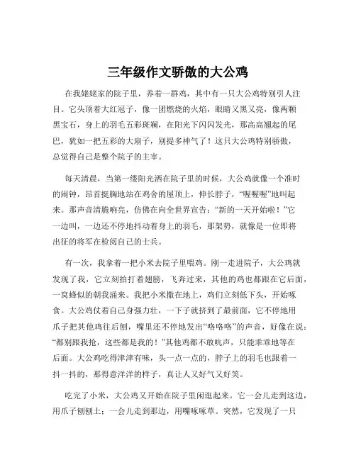 三年级作文骄傲的大公鸡