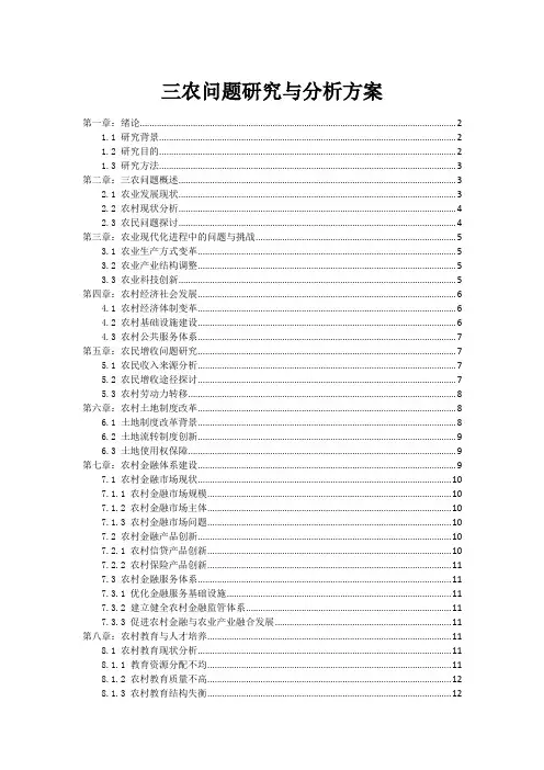三农问题研究与分析方案