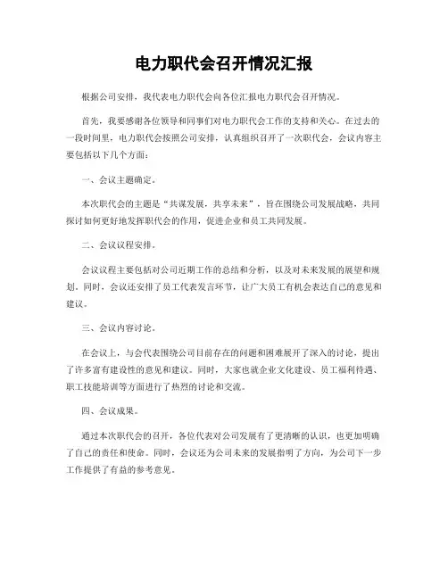 电力职代会召开情况汇报