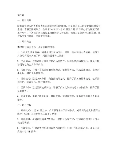 工作培训日报总结范文(3篇)