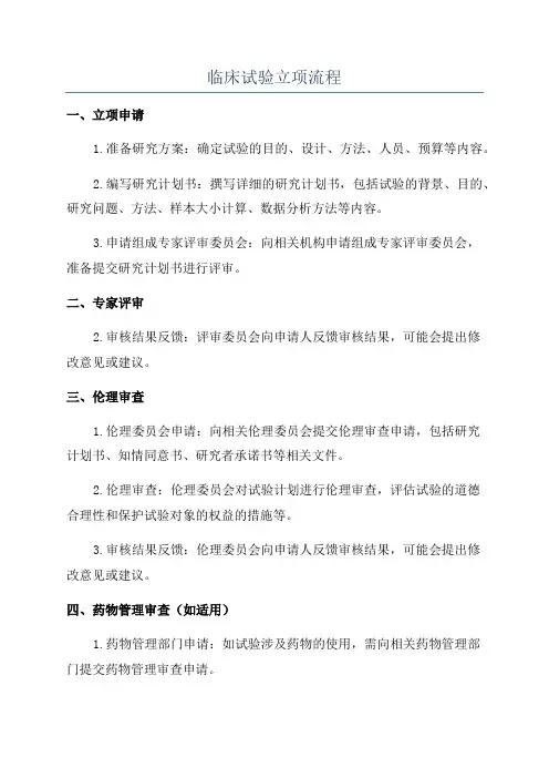 临床试验立项流程