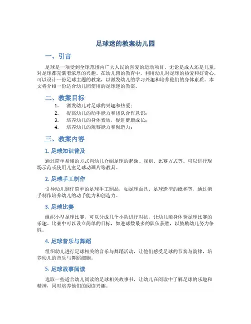 足球迷的教案幼儿园