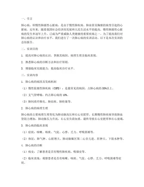 肺心病的实训总结报告范文