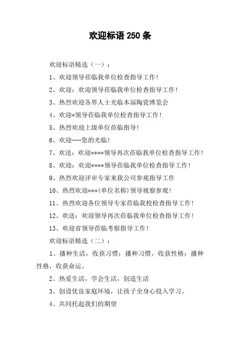 欢迎标语250条