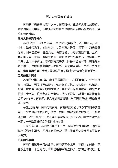 历史人物苏洵的简介