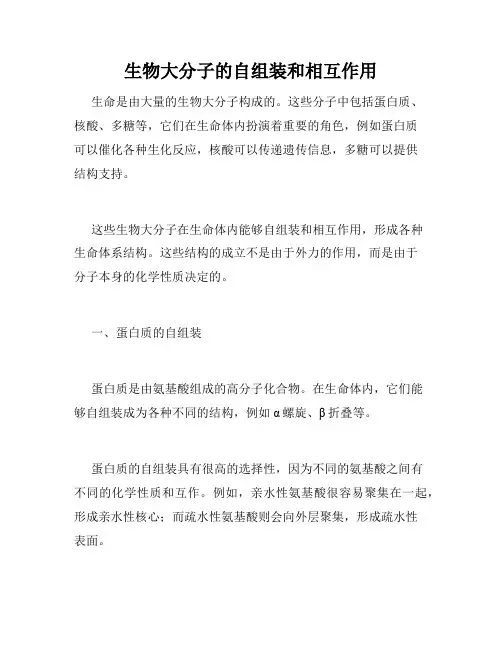 生物大分子的自组装和相互作用