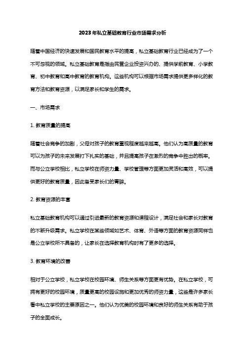 2023年私立基础教育行业市场需求分析