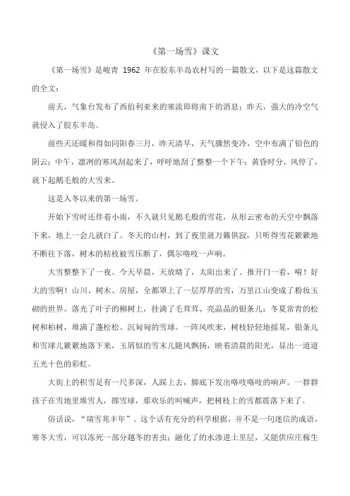 《第一场雪》课文