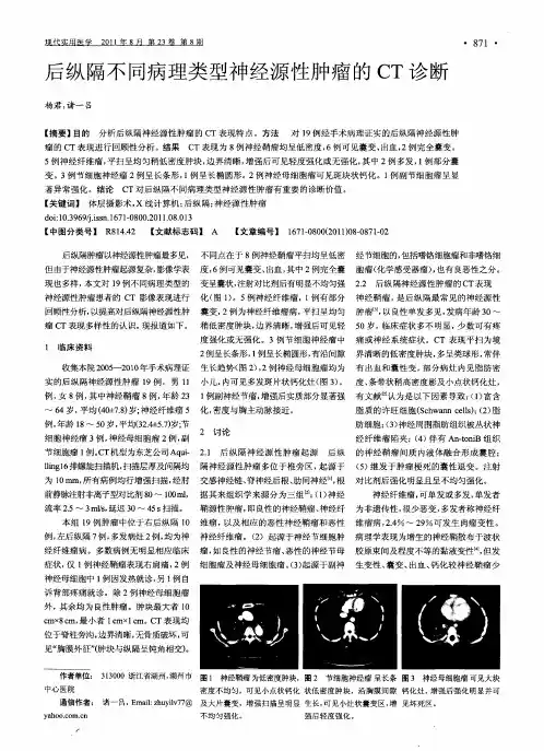 后纵隔不同病理类型神经源性肿瘤的CT诊断