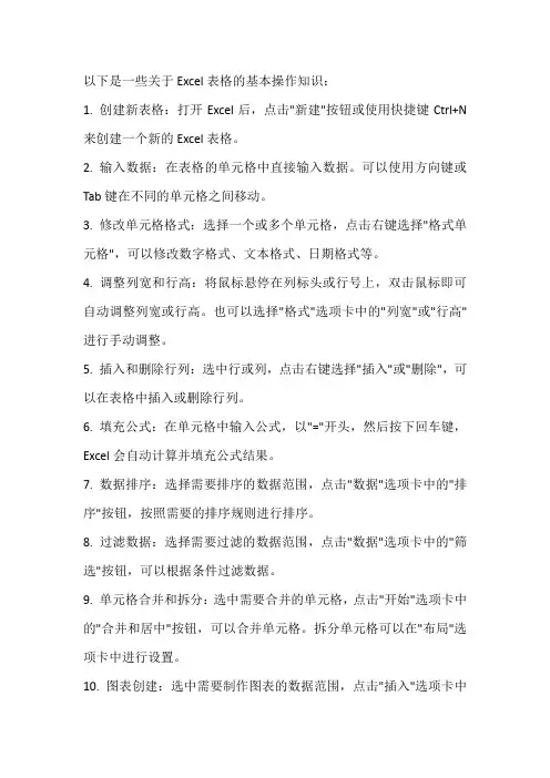 excel表格基本操作知识