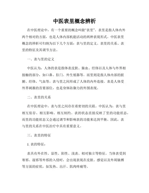 中医表里概念辨析