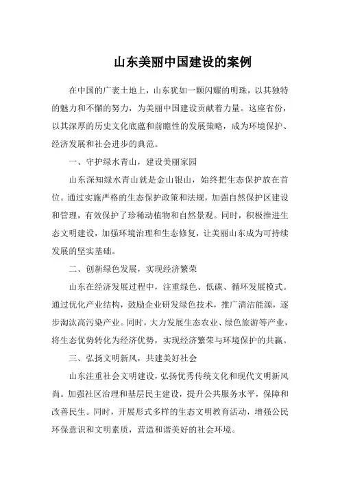 山东美丽中国建设的案例