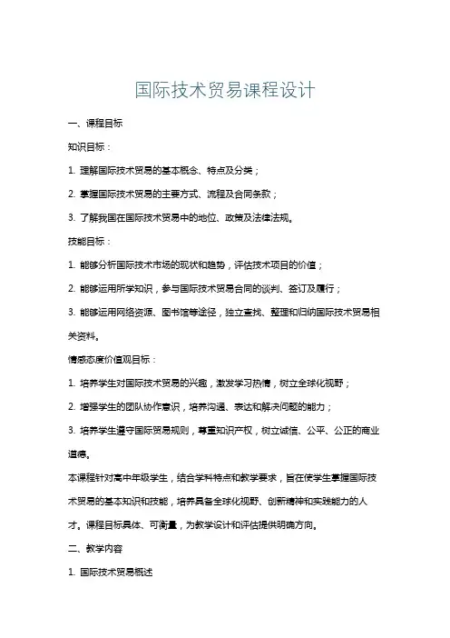 国际技术贸易课程设计