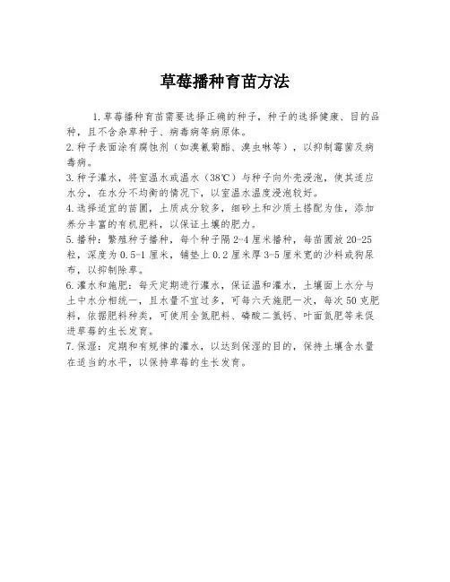 草莓播种育苗方法