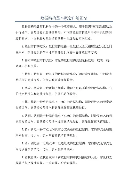 数据结构基本概念归纳汇总