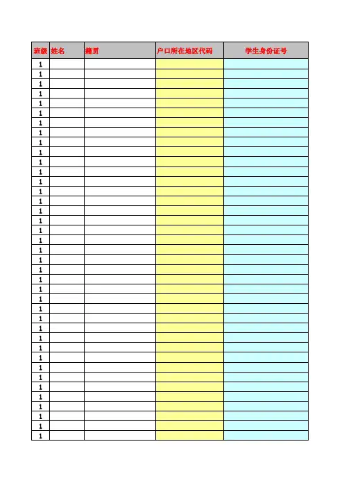 2019年小学一年级新生学籍快速模板2019版