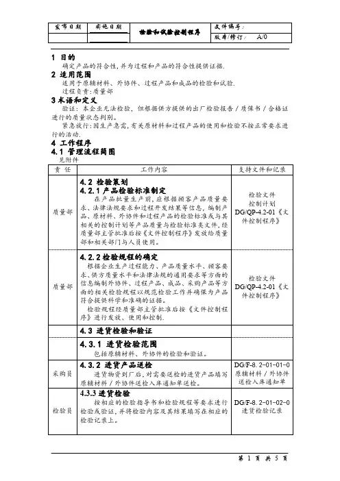 检验和试验控制程序
