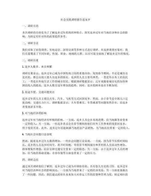 社会实践调研报告返家乡