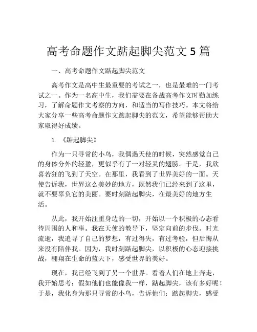 高考命题作文踮起脚尖范文5篇