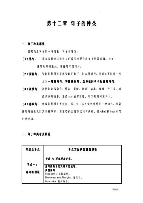 小学语法句子种类