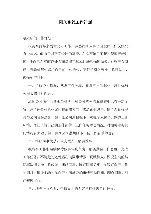 刚入职的工作计划