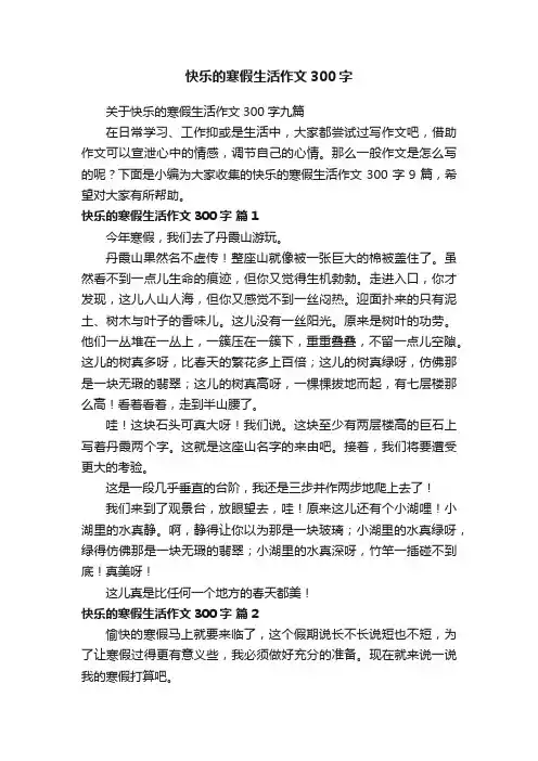 快乐的寒假生活作文300字