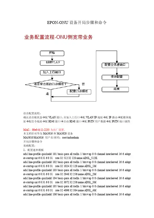 EPON-ONU设备开局步骤和命令