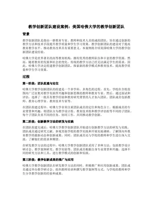 教学创新团队建设 典型案例