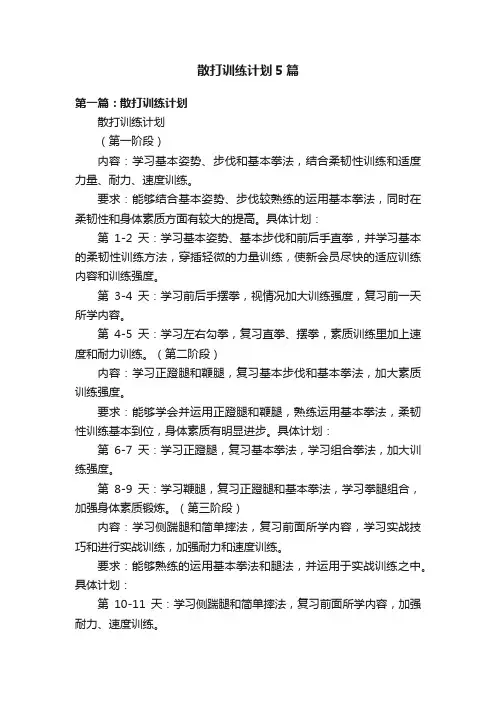 散打训练计划5篇