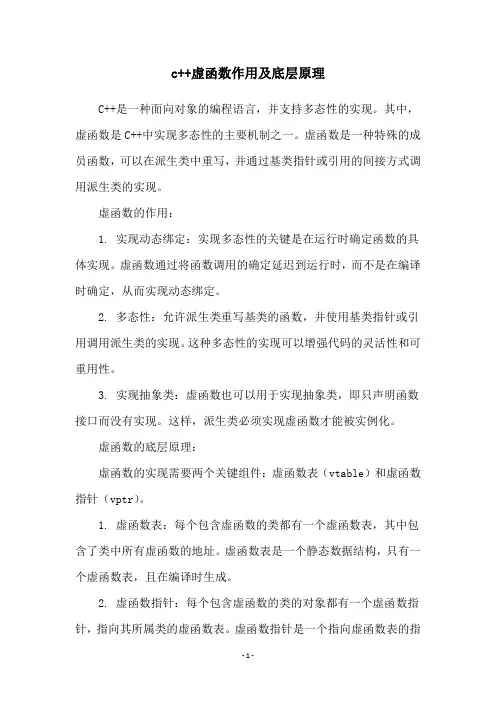 c++虚函数作用及底层原理