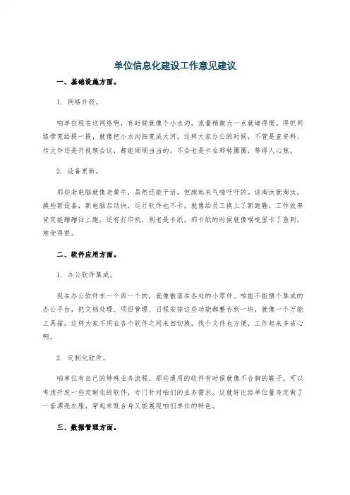 单位信息化建设工作意见建议