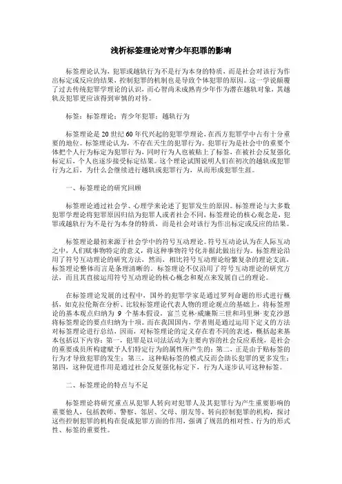 浅析标签理论对青少年犯罪的影响
