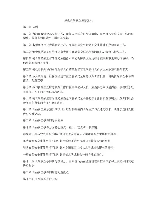 乡级食品安全应急预案