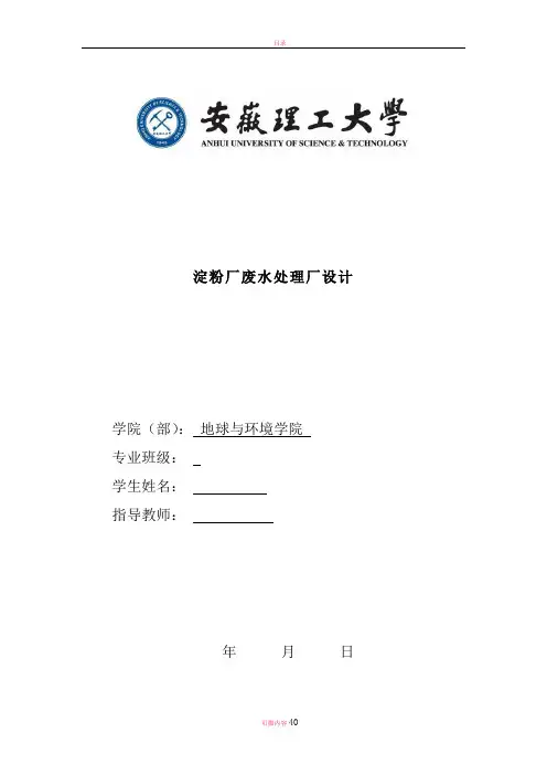 淀粉厂污水处理设计说明书