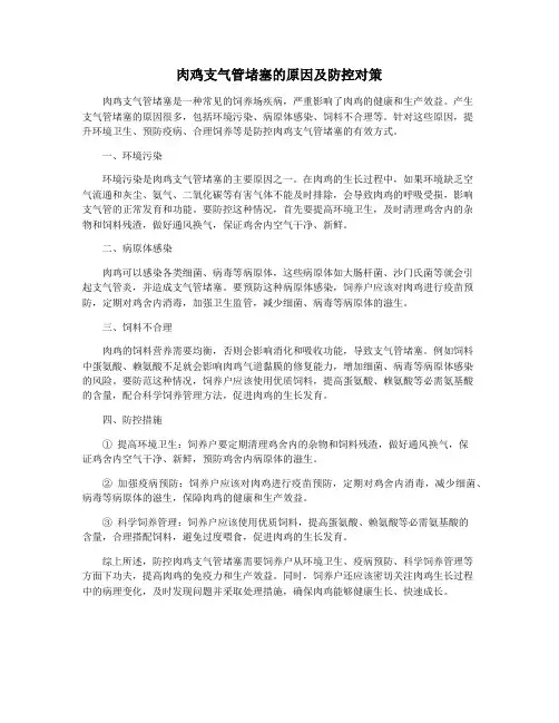 肉鸡支气管堵塞的原因及防控对策