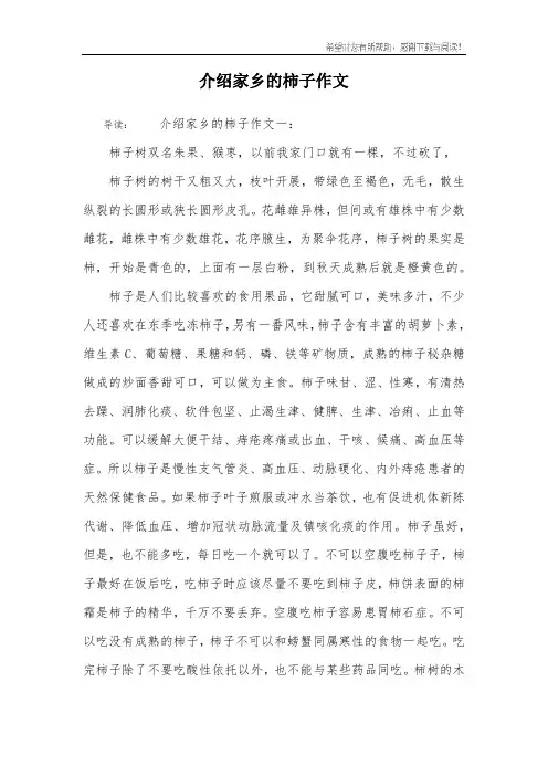 介绍家乡的柿子作文