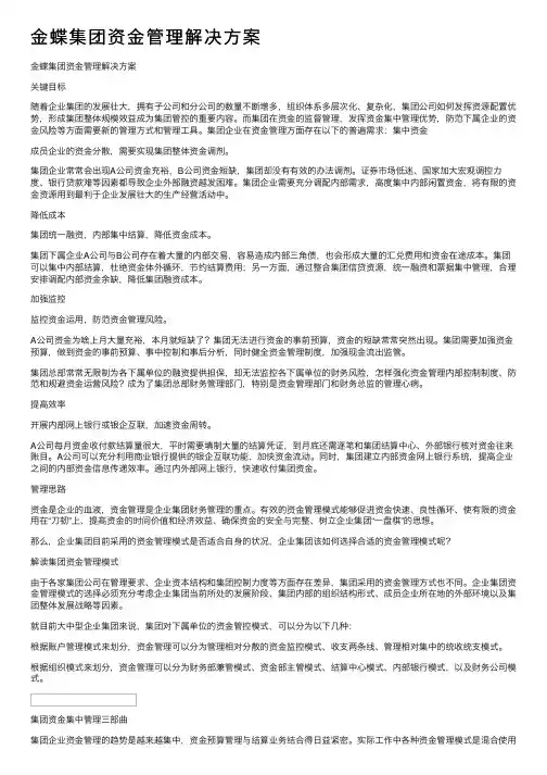 金蝶集团资金管理解决方案