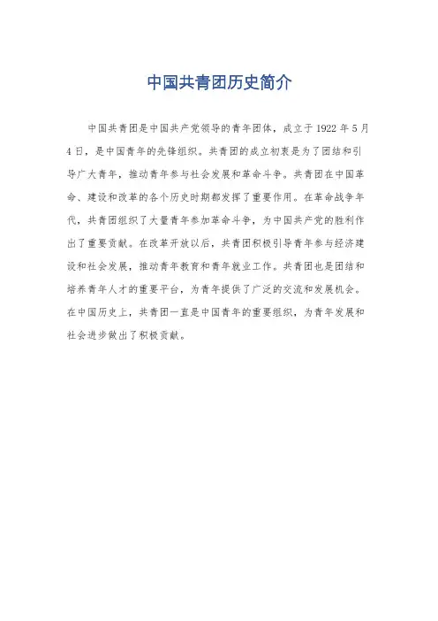 中国共青团历史简介