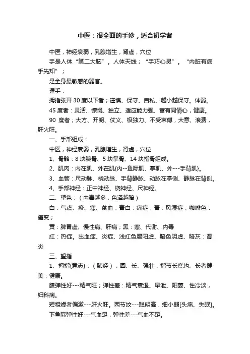 中医：很全面的手诊，适合初学者