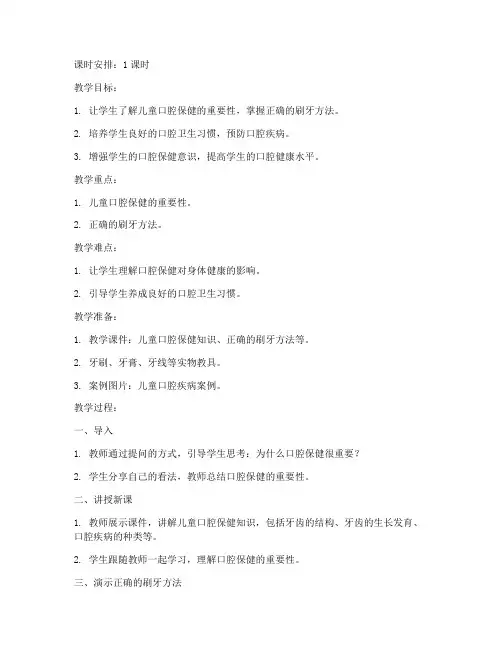 儿童口腔科教案设计模板