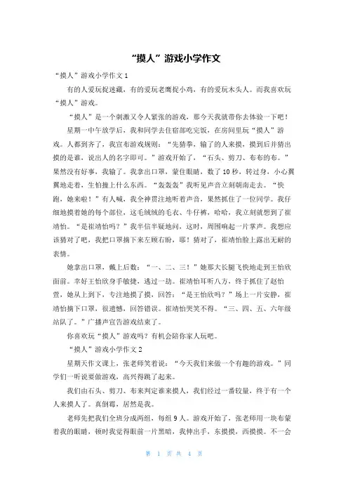 “摸人”游戏小学作文