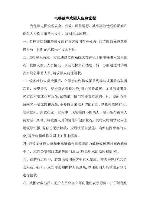 电梯困人处理流程图