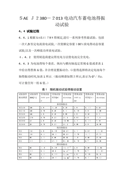 SAE J2380-2013电动汽车蓄电池的振动试验 中文