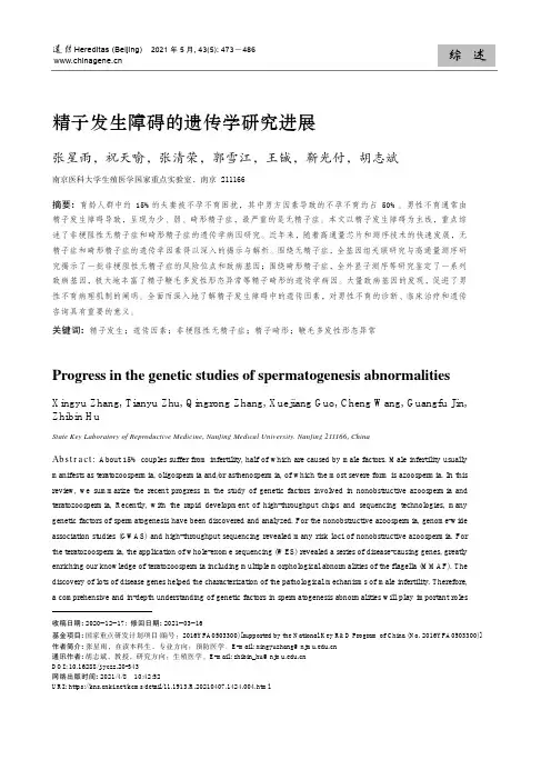 精子发生障碍的遗传学研究进展