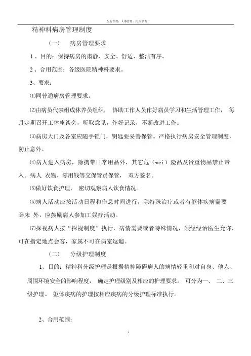精神科病房管理制度