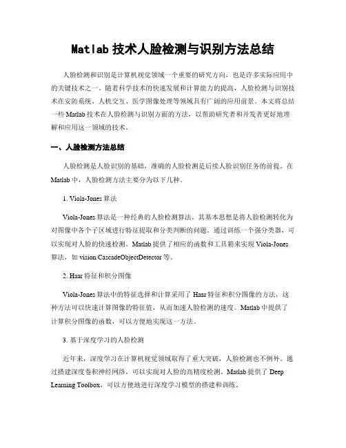 Matlab技术人脸检测与识别方法总结