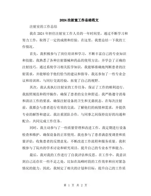 2024注射室工作总结范文