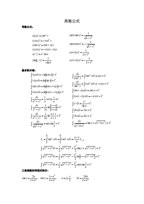 高等数学公式大全