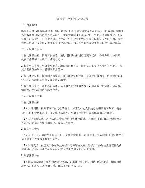 公司物业管理团队建设方案